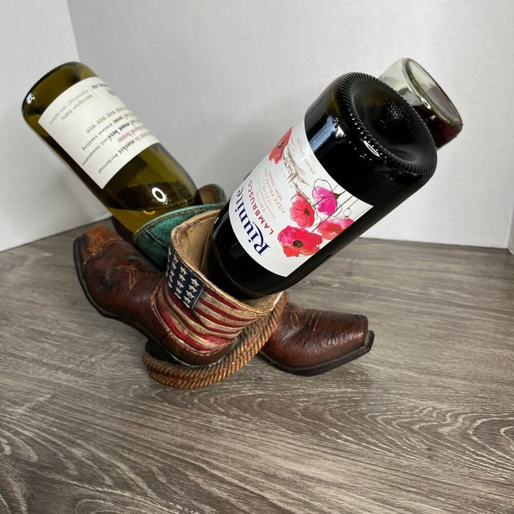 Cowboy Boots Triple Wine Holder Wine Holder Western Patriotic Farmhouse
